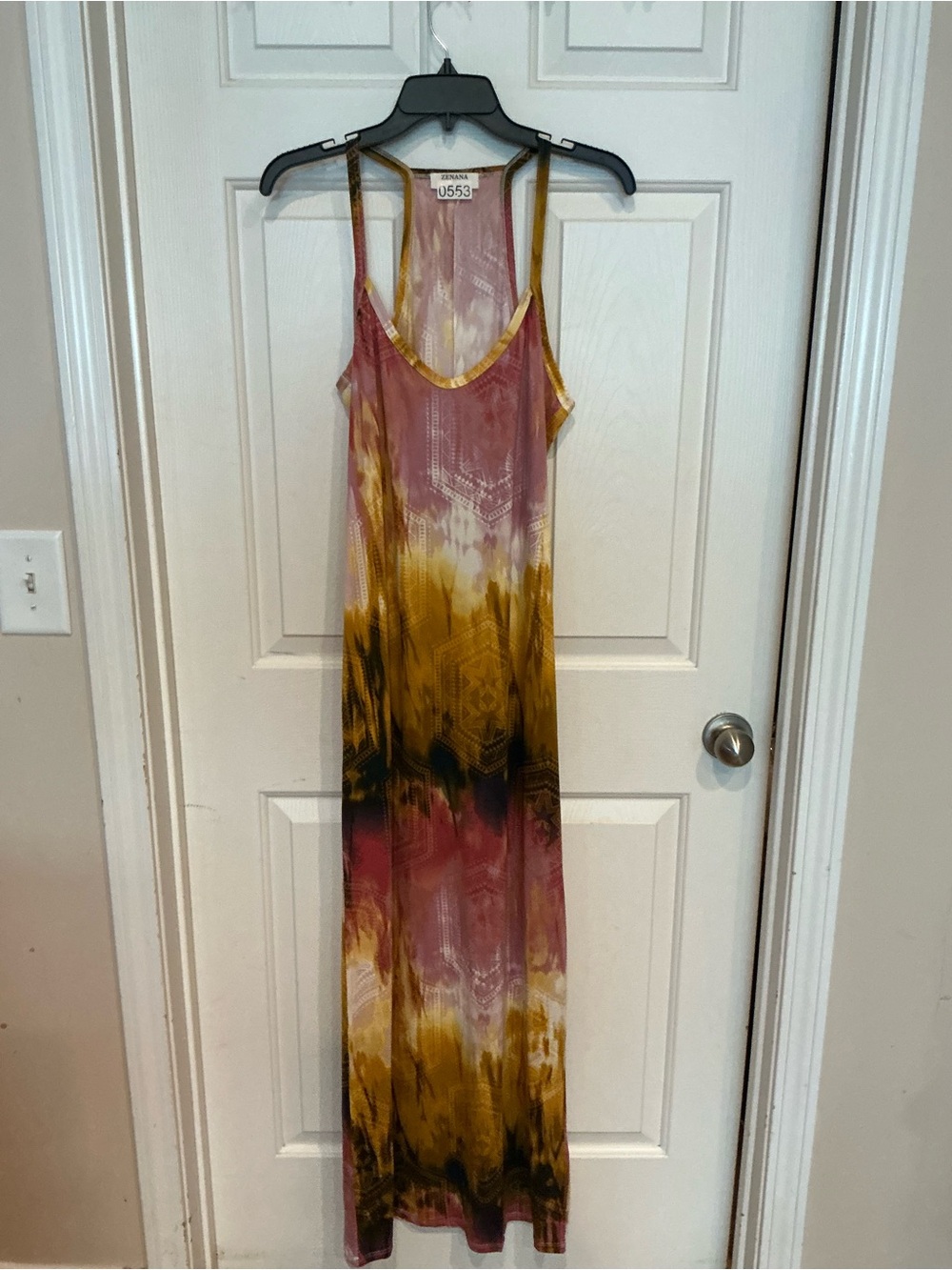 Zenana Outfitters Pink & Mustard Tie-Dye Maxi Dress
